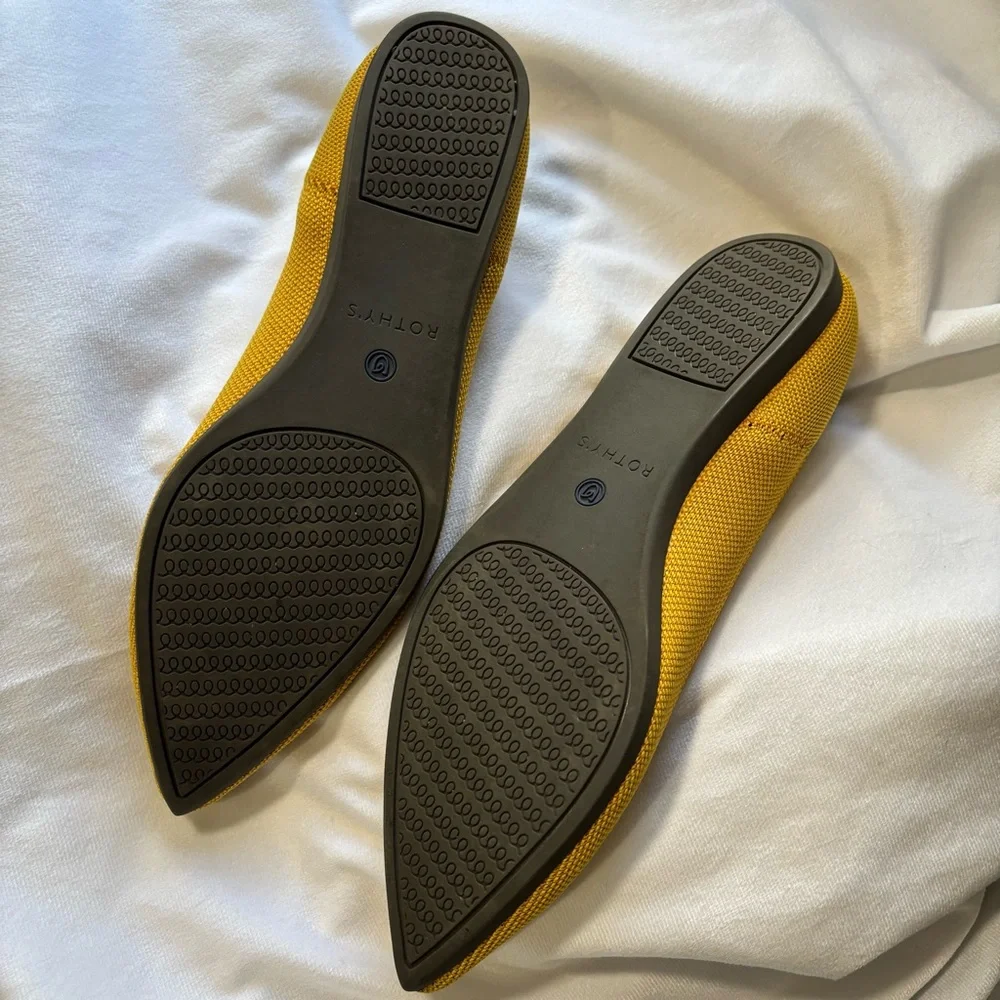 Rothy's The Point Flats Marigold Yellow Knit Pointed Toe Slip-On Size 8 - Picture 6 of 10